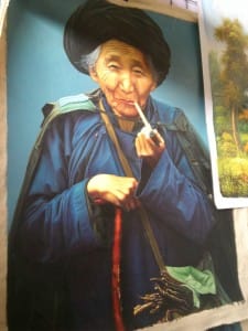 картина, живопись, старуха, Китай